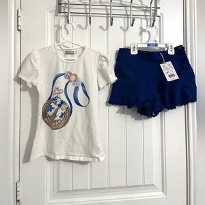 Kids White and Blue Matching Set